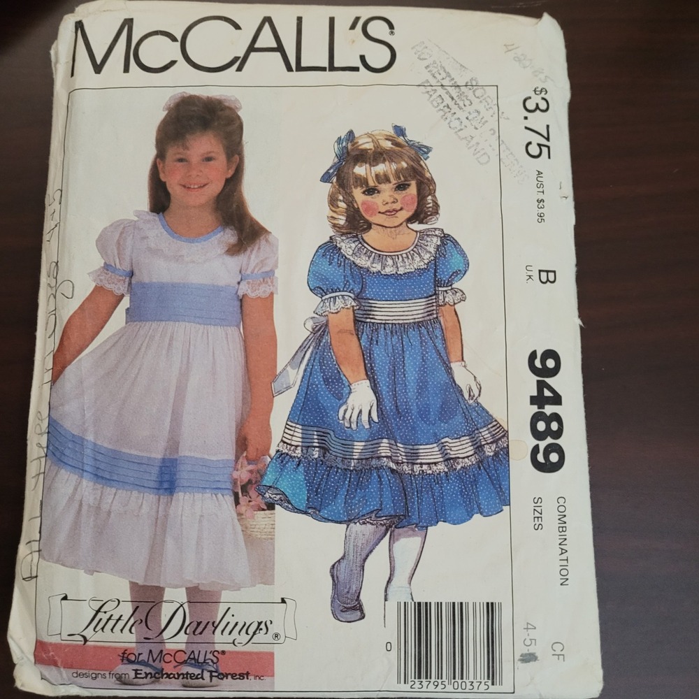 Vintage 1985 McCalls 9489 Little Darlings Girls Dress Slip Sewing Pattern